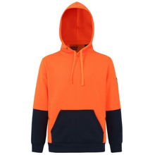 SW91-Hi-Vis-Two-Tone-Water-Resistant-Fleece-Hoodie-Orange-Navy