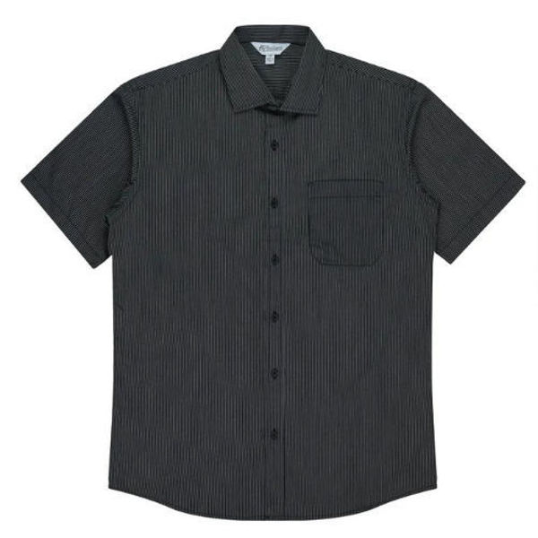 AP1900S-Henley-Mens-Shirt-Short-Sleeve-BlackSilver